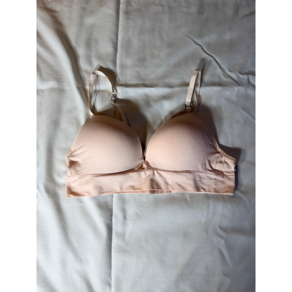Tahari Wireless Padded Bra Nude Peach Seamless Comfort Adjustable Straps 36B